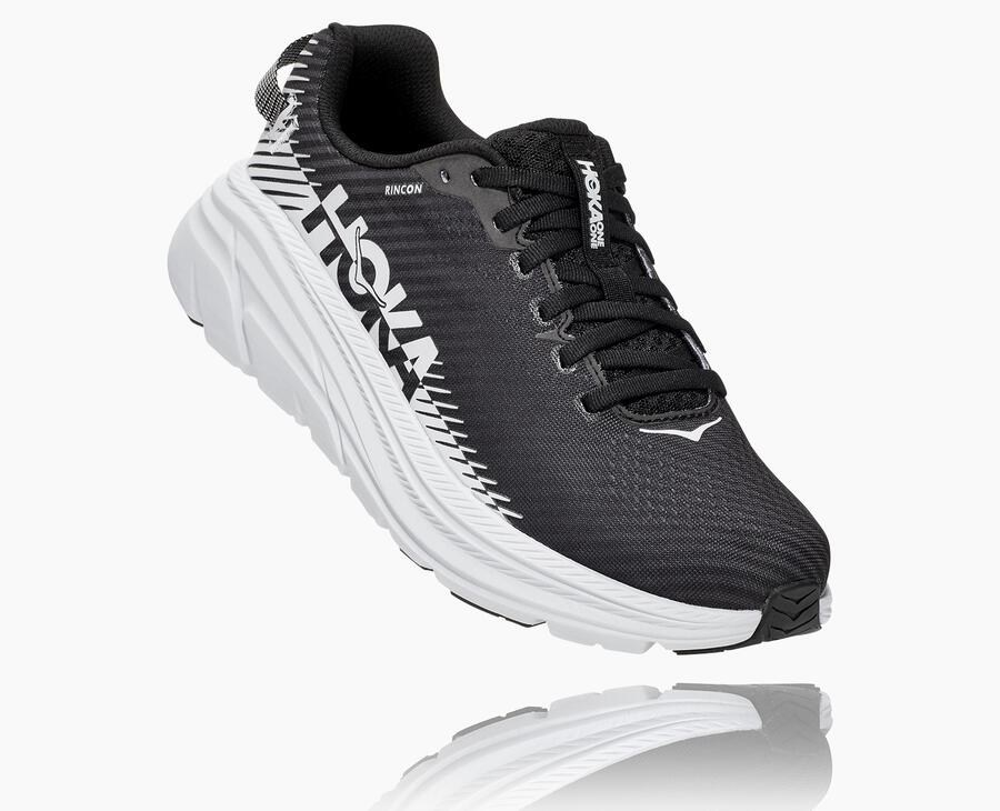 Hoka One One Rincon 2 - Women Running Shoes - Black/White,Australia HXY-726943